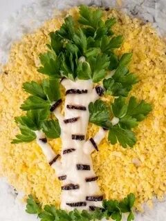 Салат белая береза с курицей и яблоком