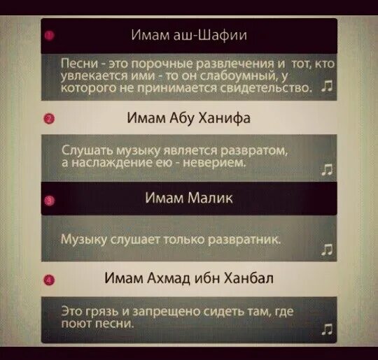 Четыре имама. Имам шафии про музыку. мнение четырех имамов о музыке. запрет музыки в исламе. о запрете музыки в исламе.
