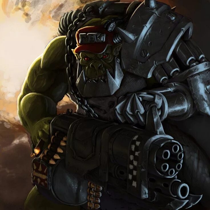 Орки меки. Мек вархаммер 40000. Wh40k big mek with shokk attack gun. Русский мек. Warhammer 40000 орки.