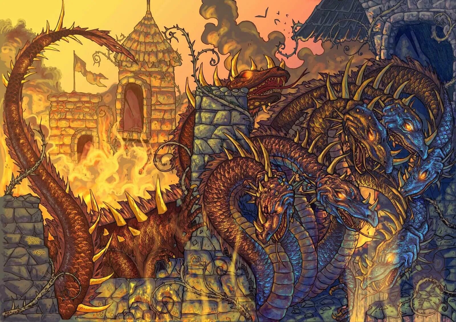 Семиглавый змей горыныч. Горыныч славянская мифология. Змей горыныч мифология. Дракон горыныч славянский. Трехглавый дракон.