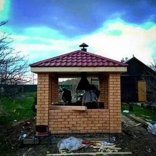Беседка из кирпича пошагово