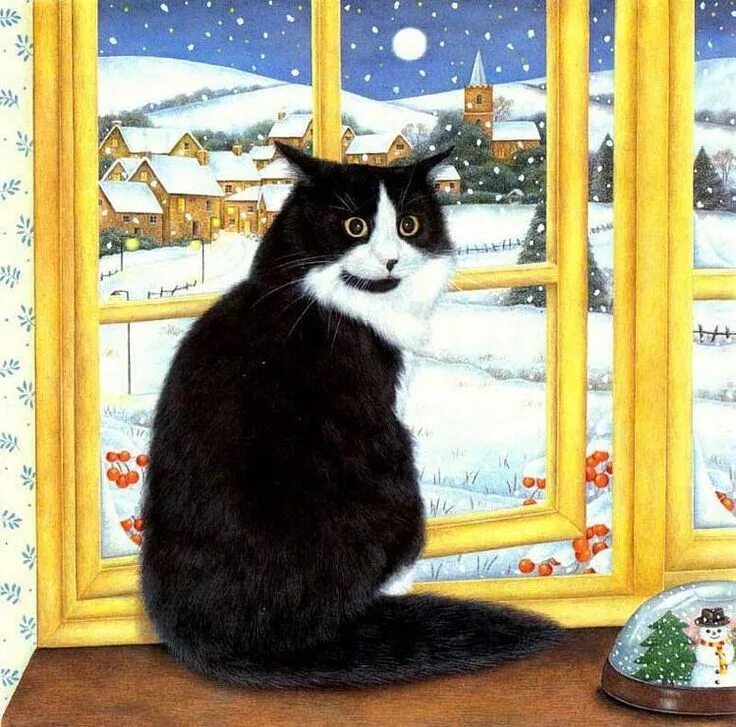 Картинка кошка на окошке