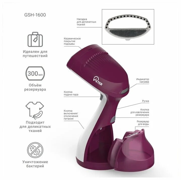 ручной отпариватель для одежды vixter
