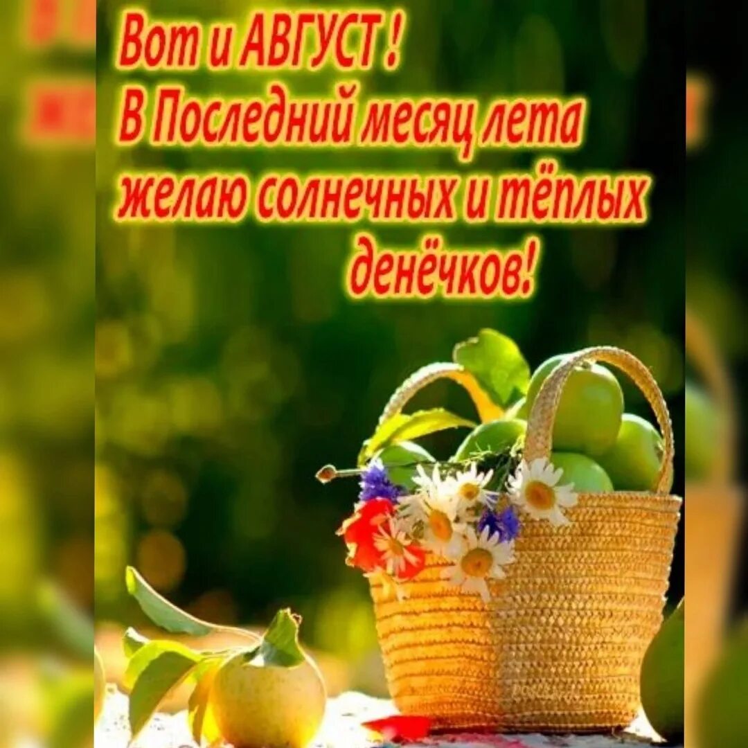 С первым днем августа. Открытки август праздники 2024г. Яблоневый спас 2024. 8 августа день счастья. Август открытки.