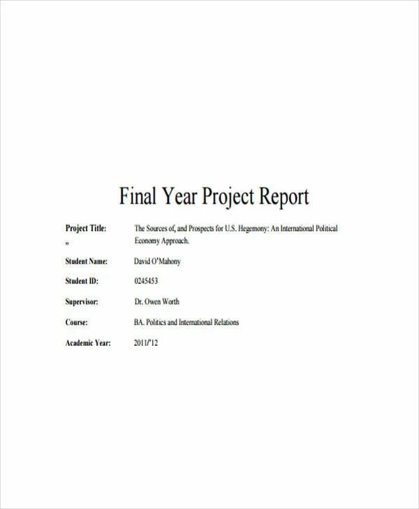 Project Report. Student Final Report Sample. Title Page student Report. Title Page for Project work.