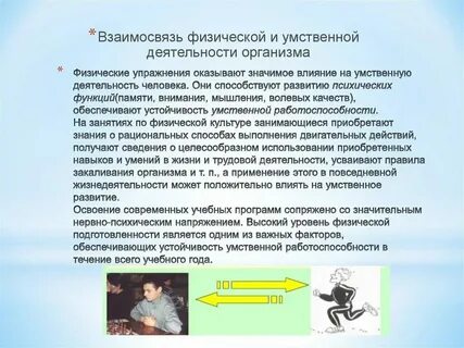 Взаимосвязь физического и психического развития