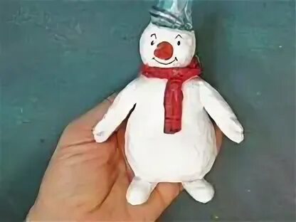 Снеговик из ваты елочная игрушка