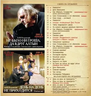 Репертуар малого театра на ноябрь 2024 года