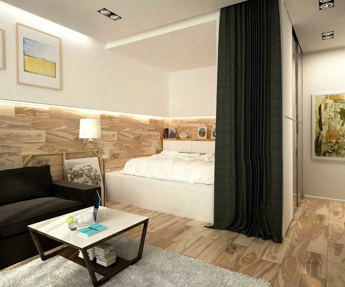 Комната 1 комнатная. Дизайн однокомнатной квартиры. Зонирование кровати в гостиной. Зонирование спальной зоны. Зонировать гостиную и спальню.