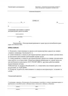 Форма приказа водителей