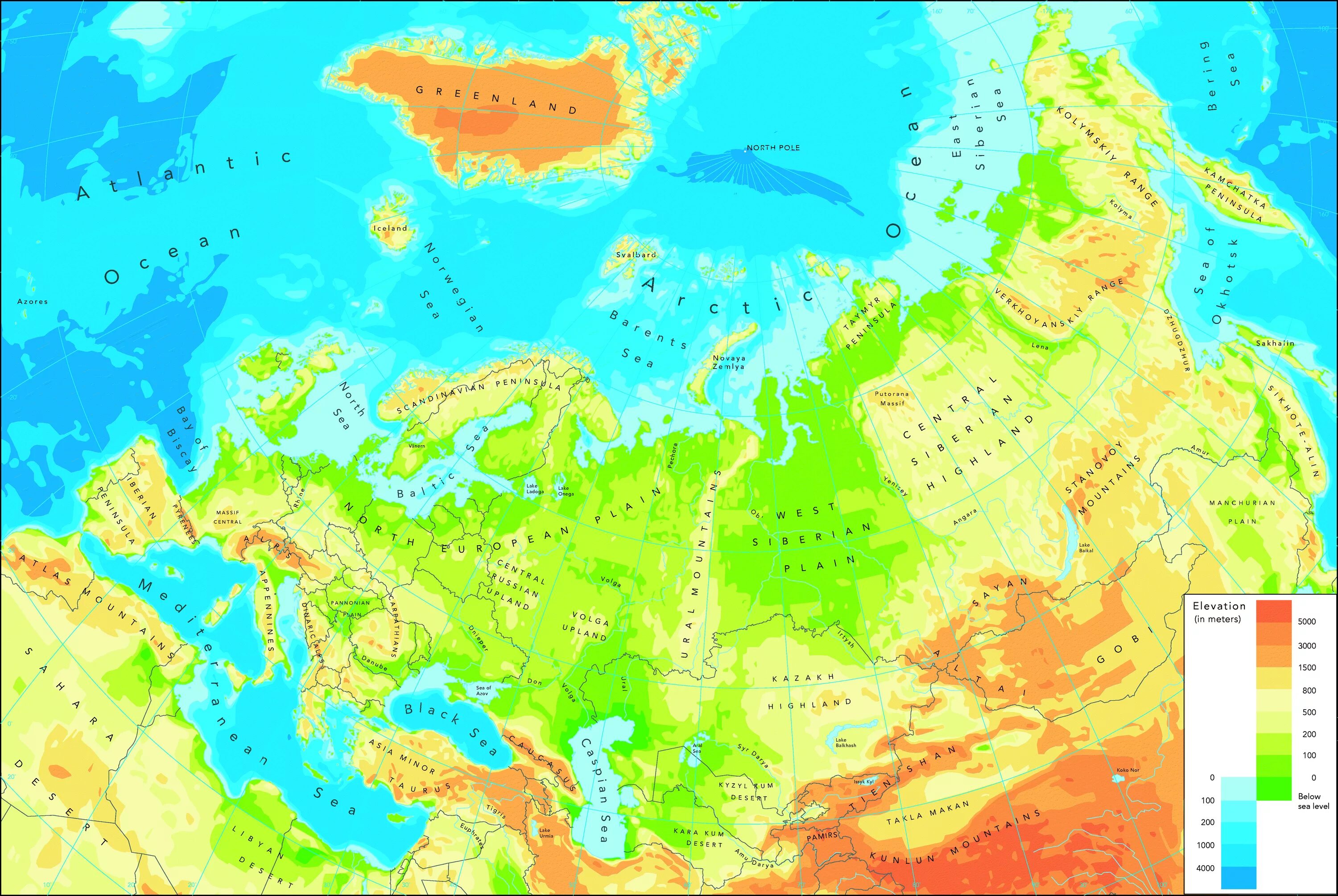 Карту евразии крупным планом. Eurasia physical Map. Физ карта Евразии. Физическая карта Евразии. Карта Евразии географическая.