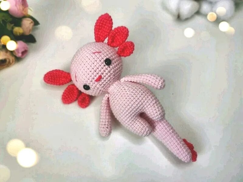 Аксолотль амигуруми. Аксолотль амигуруми. Аксолотль крючком. Аксолотль крючком. Вязаные игрушки аксалётль.