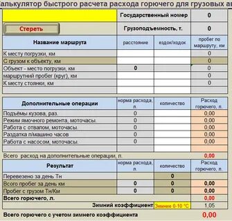 Норма топлива в час