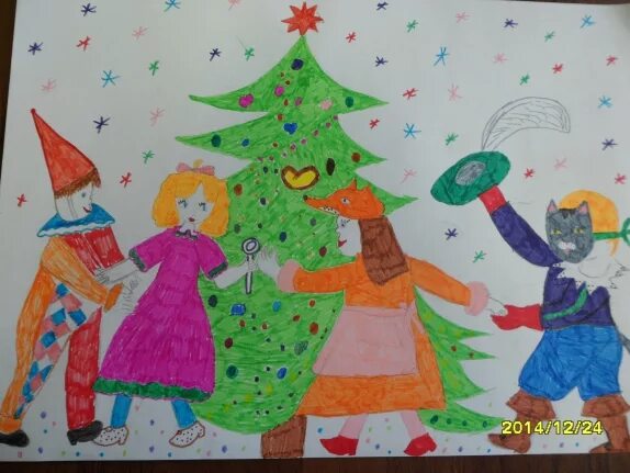 Рисование на новогоднем празднике подготовительная группа. Рисование в детском саду новый год. Новогодние рисунки. Коллективная поделка на новый год. Новый год праздник рисунок.