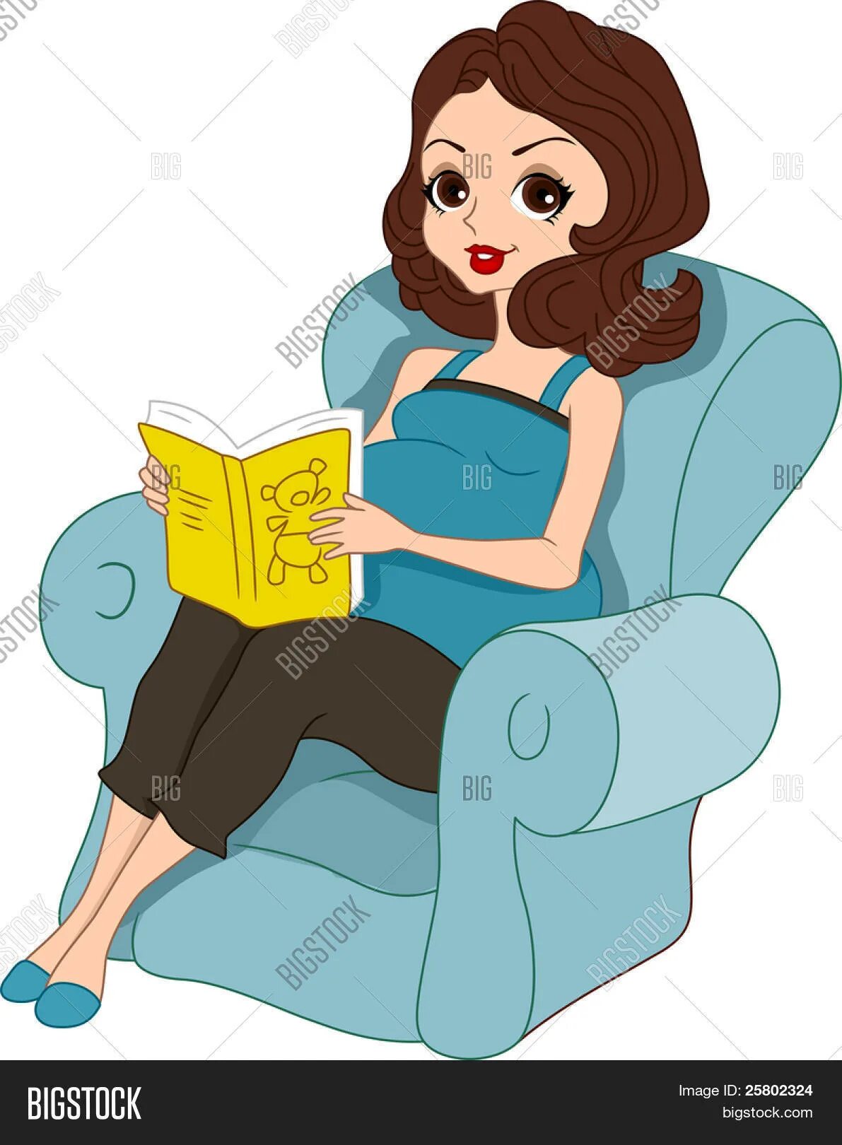 Мама сидит в кресле. Девушка в кресле рисунок. Читает мама мультяшкая. Девочка в кресле рисунок.