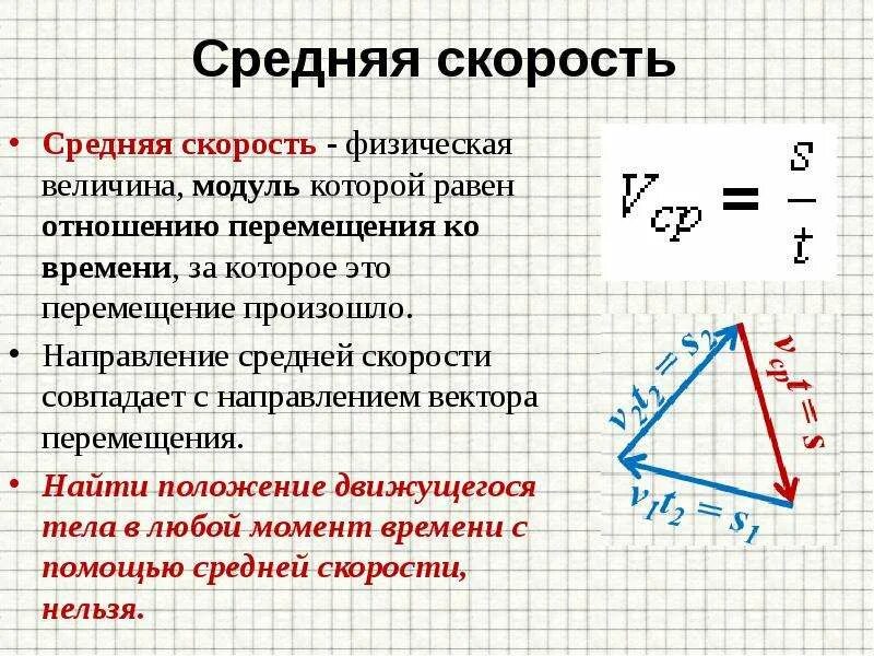 Модуль средней скорости равен. Ср Путевая скорость. Средняя скорость. Средняясуопость перемещения. Направление средней скорости.