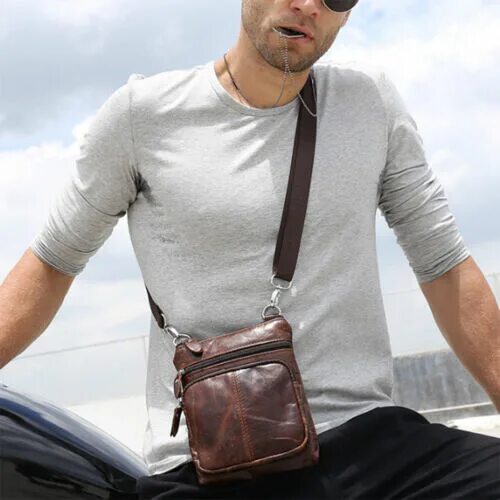 New Men PU Leather Top Quality Cross Body Messenger Shoulder Travel Trend Riding