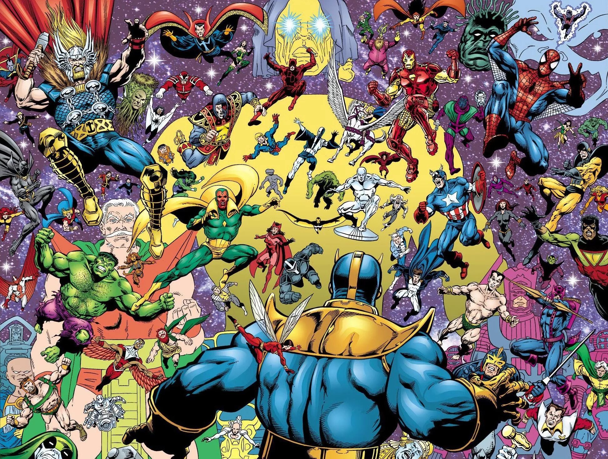 Комикс вселенная марвел. Вселенная Марвел Танос. 616 Вселенная Марвел. Мстители против ТАНОСА. Танос Марвел комикс.