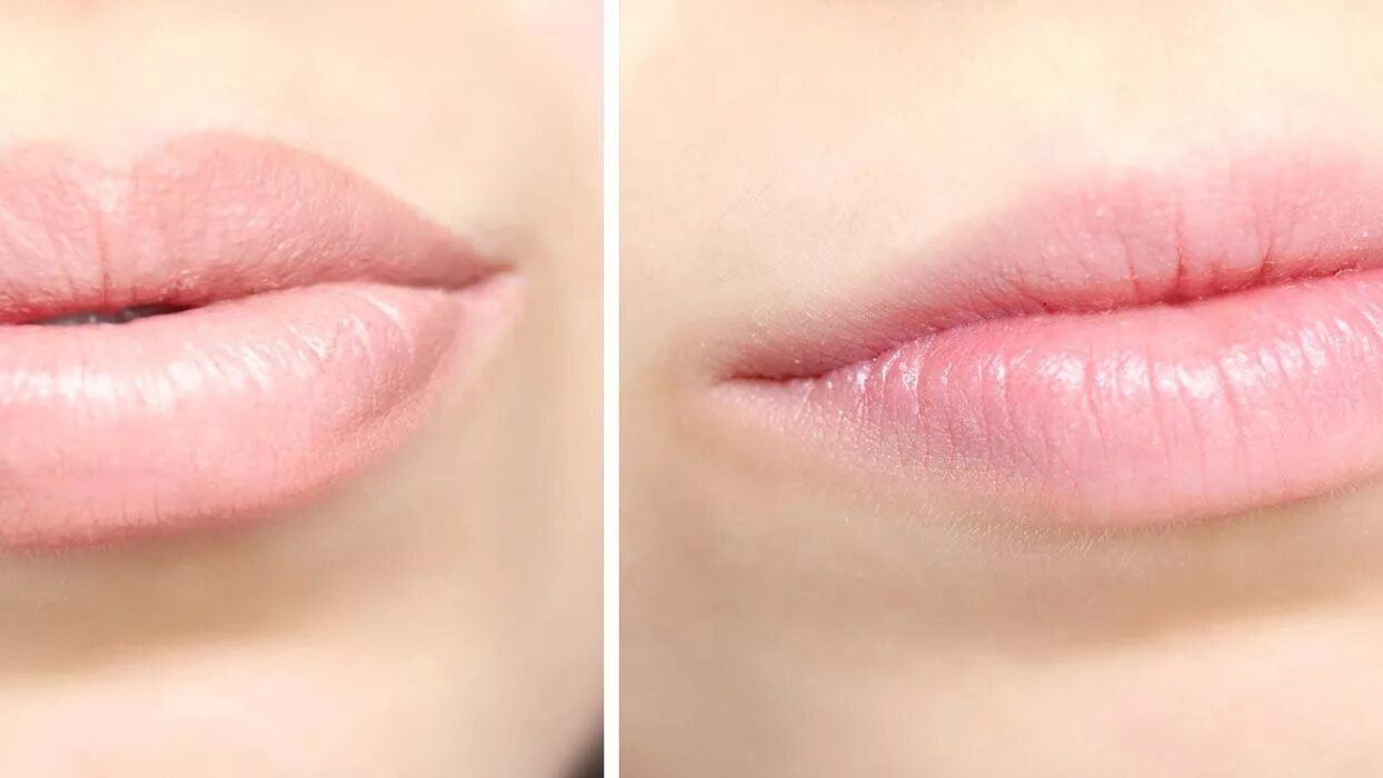 Перманентный макияж губ до и после. Перманент губ до и после. Перманентный макияж губ с растушевкой.