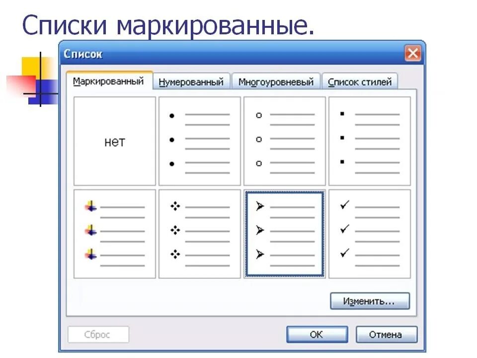 Как выглядит маркированный список