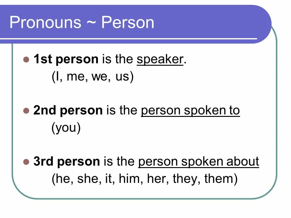 Person перевести. 3rd person pronouns. Personal pronouns 3rd person. 1st 2nd 3rd правило. 1st person subject pronouns.