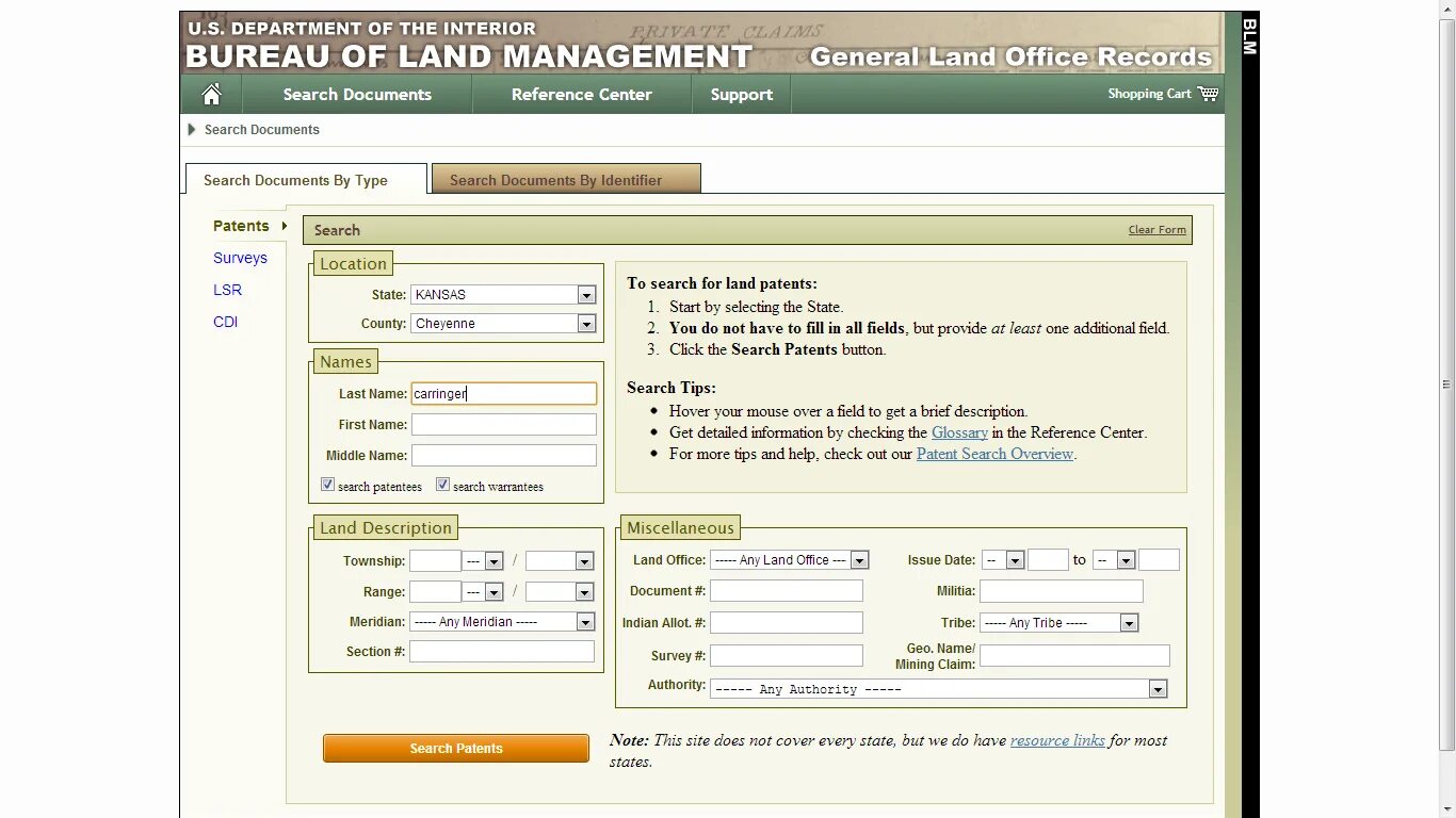 Reference document. Bureau of Land Management. Search Land. Office document Patent. Референс документ