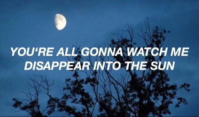 Disappear into. Watch me disappear. you are all gonna watch me disappear into the sun.