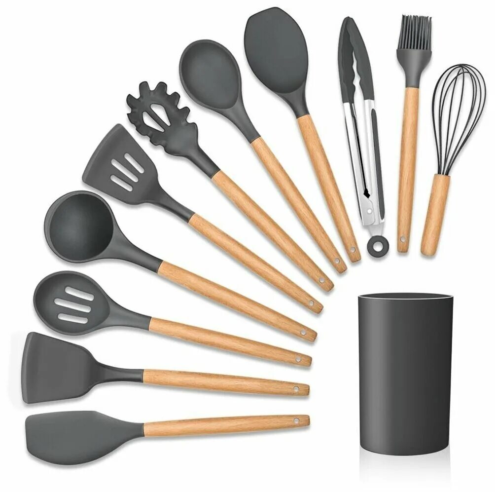 Kitchen Utensils набор лопаток из 11 штук. Набор кухонных принадлежностей - 12в1 Эмран. Кухонный набор силиконовый. Кухонные принадлежности из силикона.