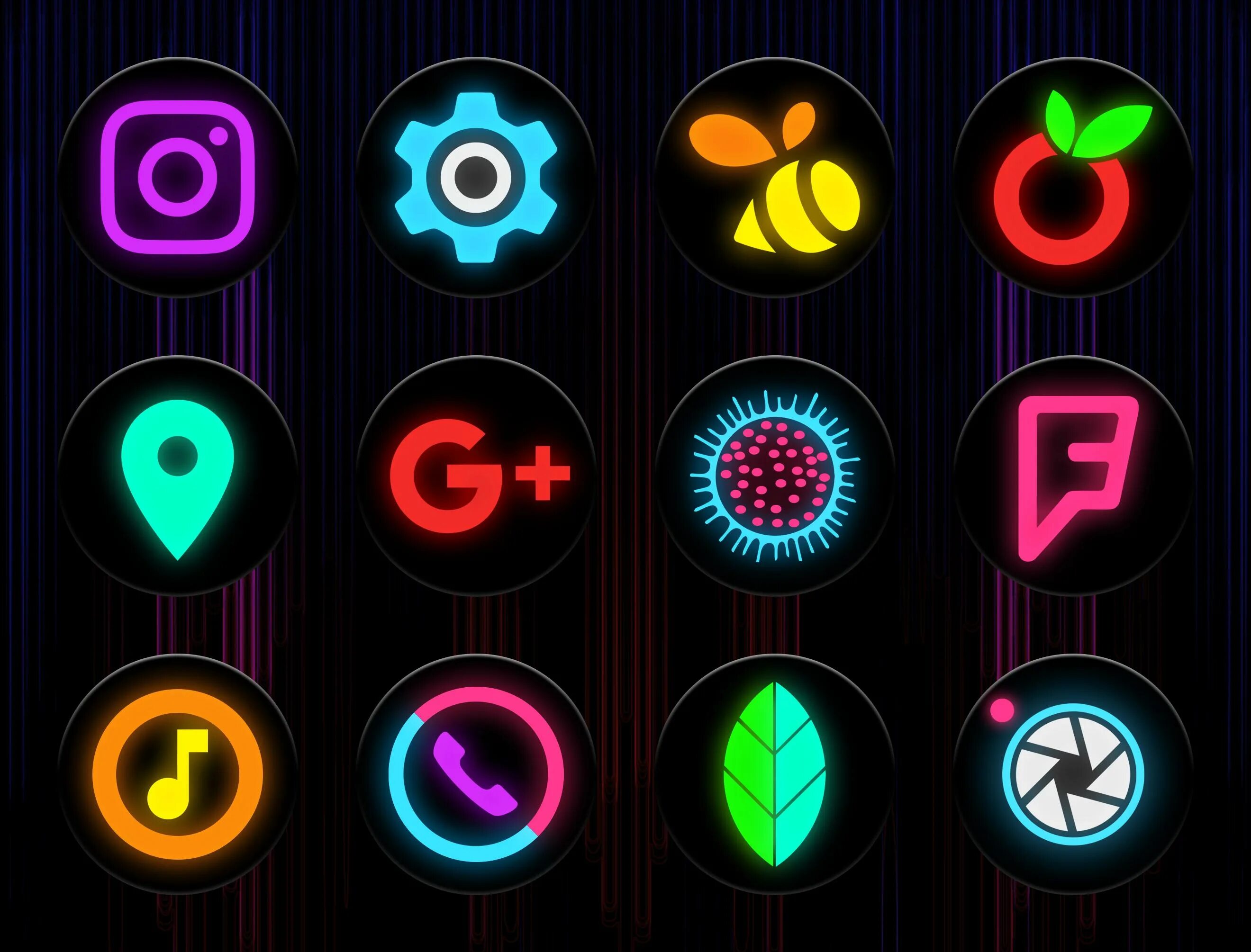Значки на иконках андроид. Неоновые иконки. Неоновые иконки для приложений. Красивые иконки для приложений. Разноцветные иконки для приложений.