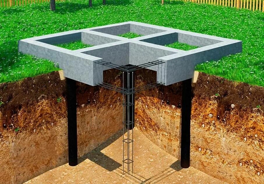 Фундамент монолитно ростверковый