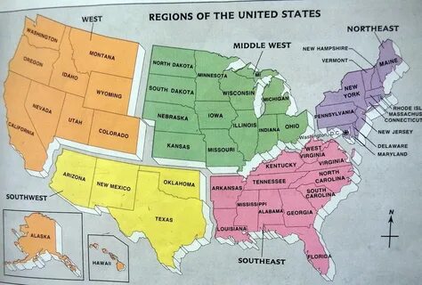 Карта регионов сша.