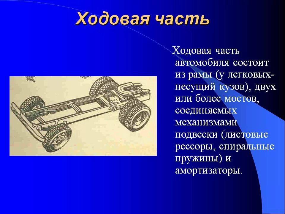 Ремонт ходовой части легкового автомобиля. Назначение и общее устройство ходовой части. Основные части автомобиля двигатель кузов и шасси. Ходовая часть автомобиля состоит. Ходовая часть машины из чего состоит.