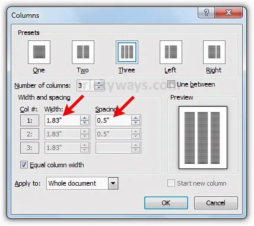 Adjust width