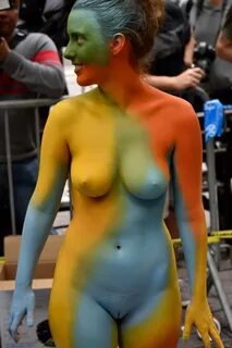 Naked women body paint