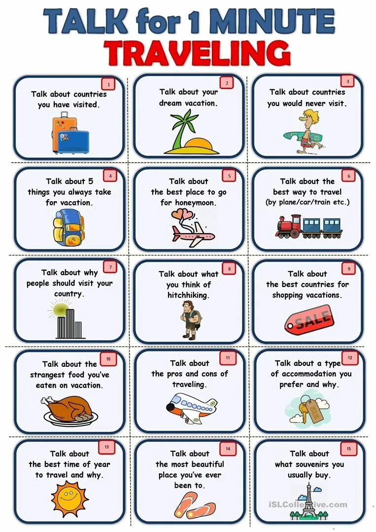 Give a 2 minute talk. Speaking Cards английскому языку. Путешествие speaking Cards. Английский speaking Worksheet. Английский for Travel Worksheets.