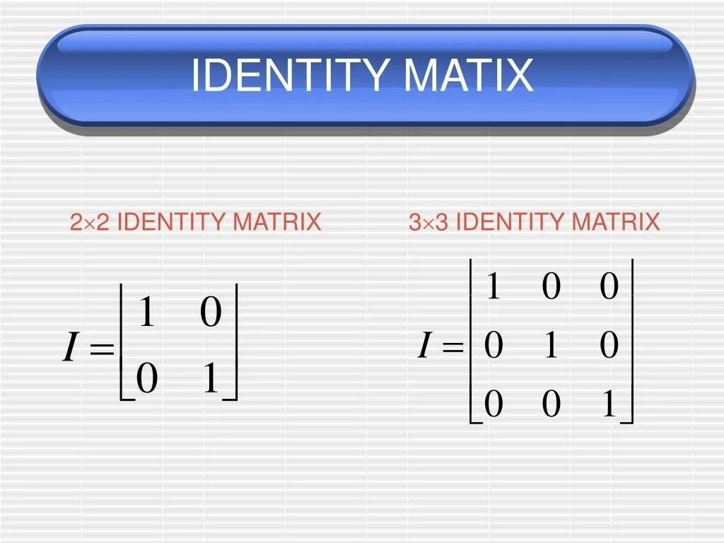 Единичная матрица равна. Identity Matrix. Единичная матрица. Единичгпя матрица 2×2. Единичная матрица 3 на 3.