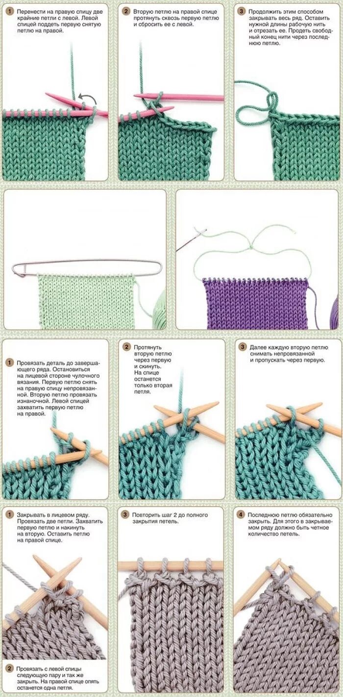 Эластичное закрытие лицевых. Вязание спицами закрытие петель. Схема закрытия петель. Эластичное закрытие петель спицами лицевой. Вязание спицами закрытие петель последнего ряда.