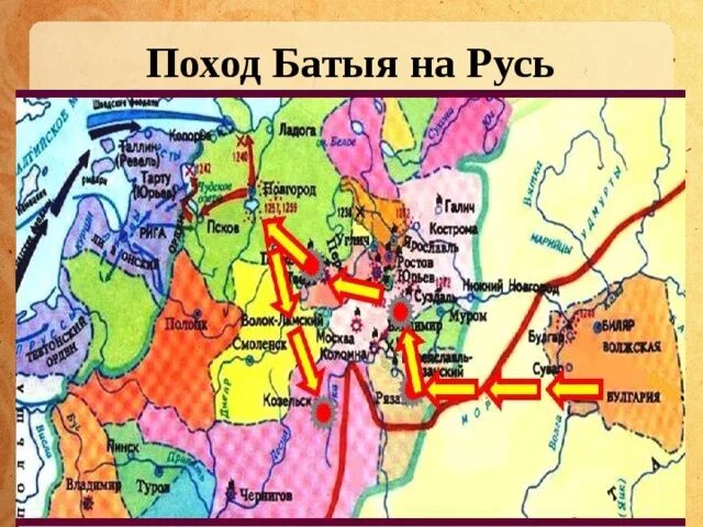 Поход батыя на северо восточную русь карта. Поход батыя на северо восточную русь карта