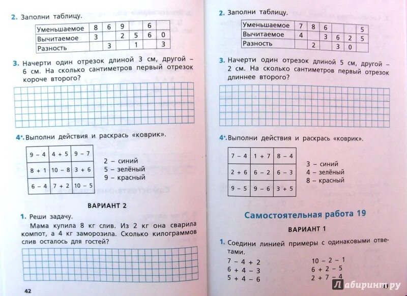 Решение по математике 3 класса самостоятельная