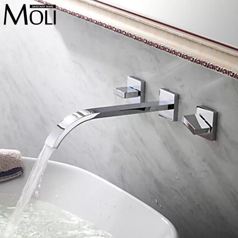 Смеситель для ванны на 3 отверстия хром Bathtub Faucet. Смеситель для раковины встраиваемый в стену. Смеситель из стены для ванной. Кран встраиваемый в стену для раковины. Встроенный кран ванны