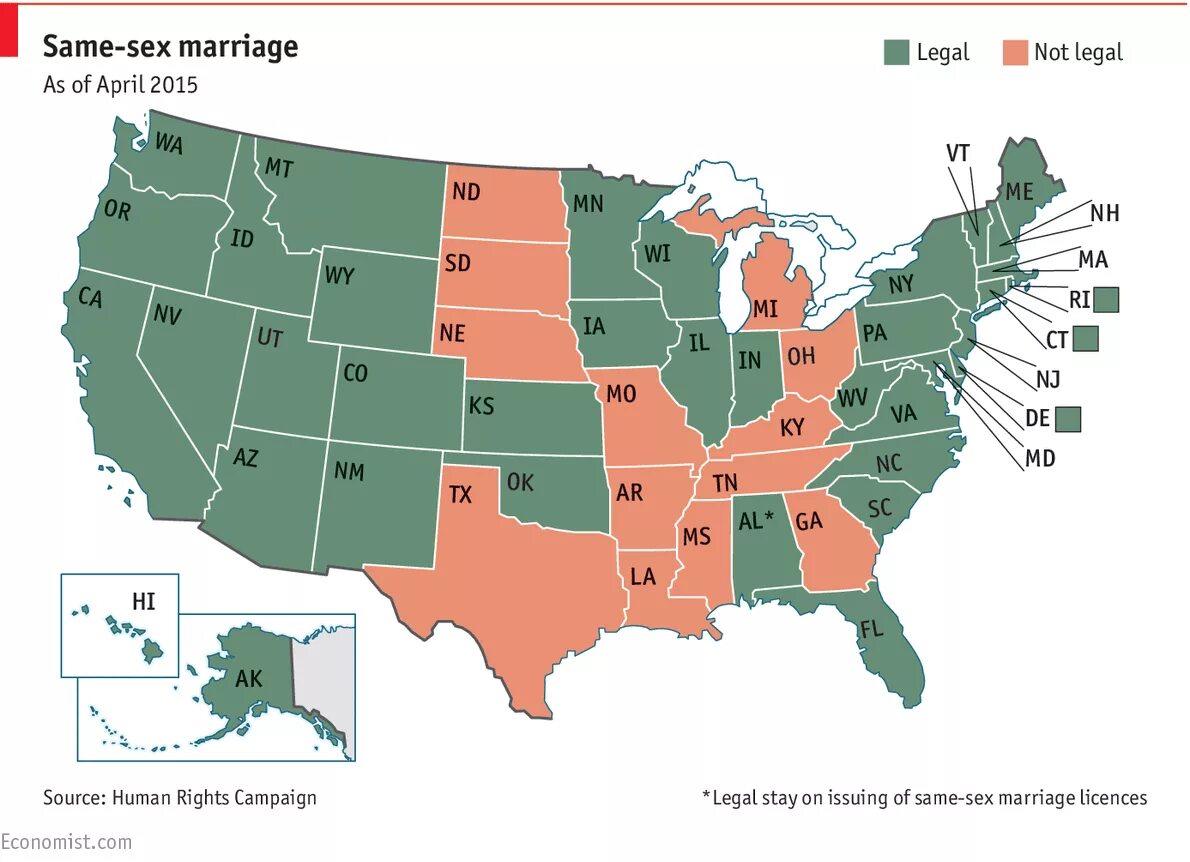 Marriage age in the United States. International legal recognition of States. Same issue