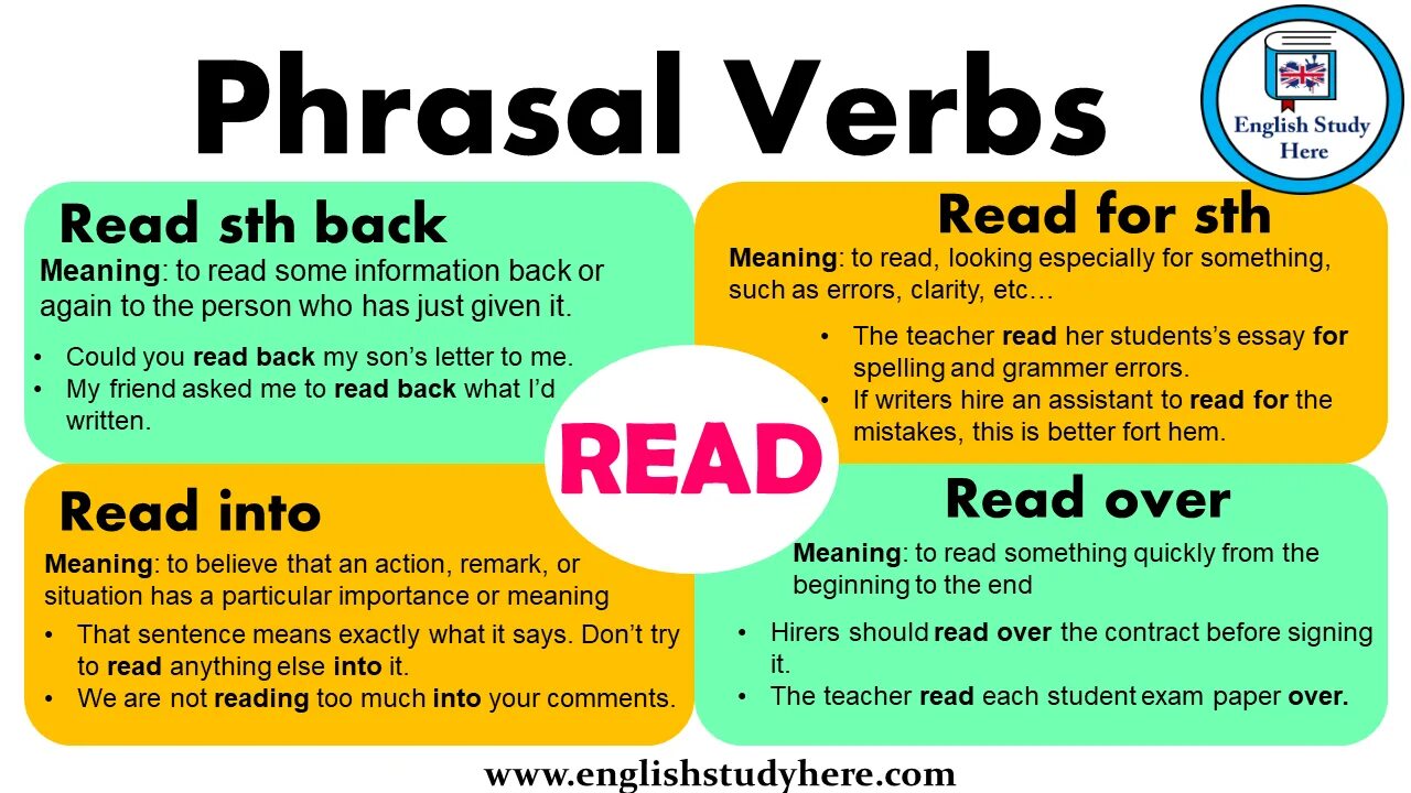 Phrasal verbs read. English study here Phrasal verbs. Phrasal verbs reading. Book about Phrasal verbs.