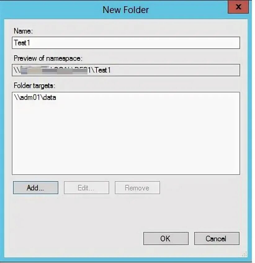 Файловый сервер DFS. DFS namespaces. Share folder Server. Target folder. Server folders