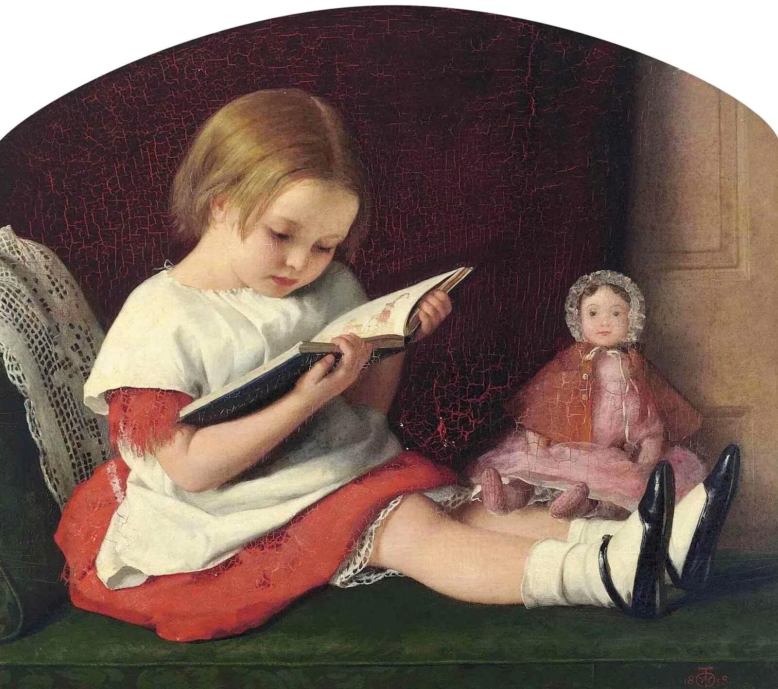 William Charles Thomas Dobson (1817-1898). Куклы для девочек. Девочка с куклой живопись. Дети с куклами в живописи. Картинка девочка с куклой