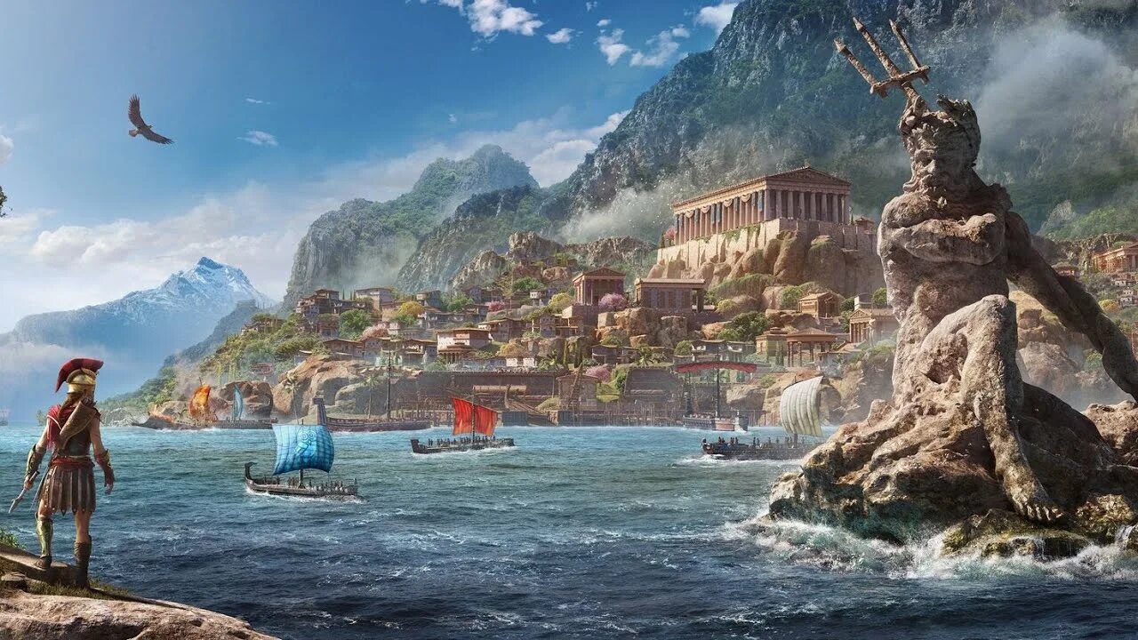 Ассасин одиссея перо. Ассасин Крид Греция. Остров Крит AC Odyssey. Assassin's Creed Odyssey Wallpaper.