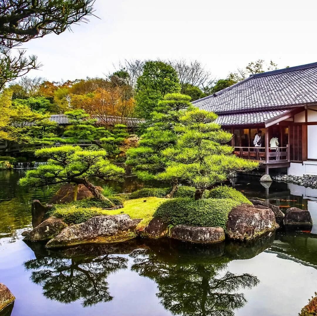 Японский пруд. Дзэнские сады Япония. Сад хиранива в Японии. Пруд в саду Япония. Японский прудик в саду.