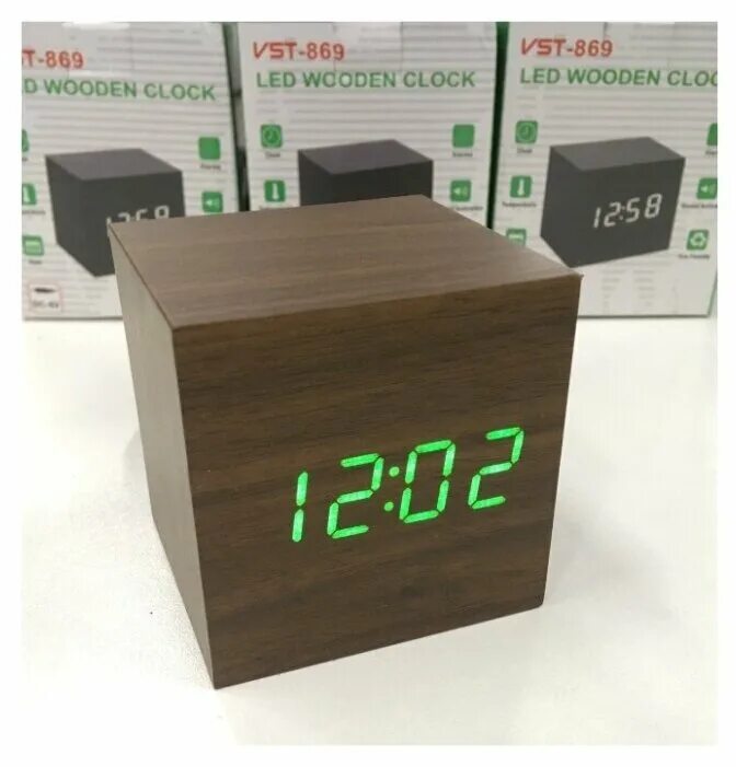 Как настроить деревянные часы. Часы электронные VST-869. Электронные часы VST-869 (куб). Часы электронные настольные VST-869. Деревянные часы Wooden VST-869.