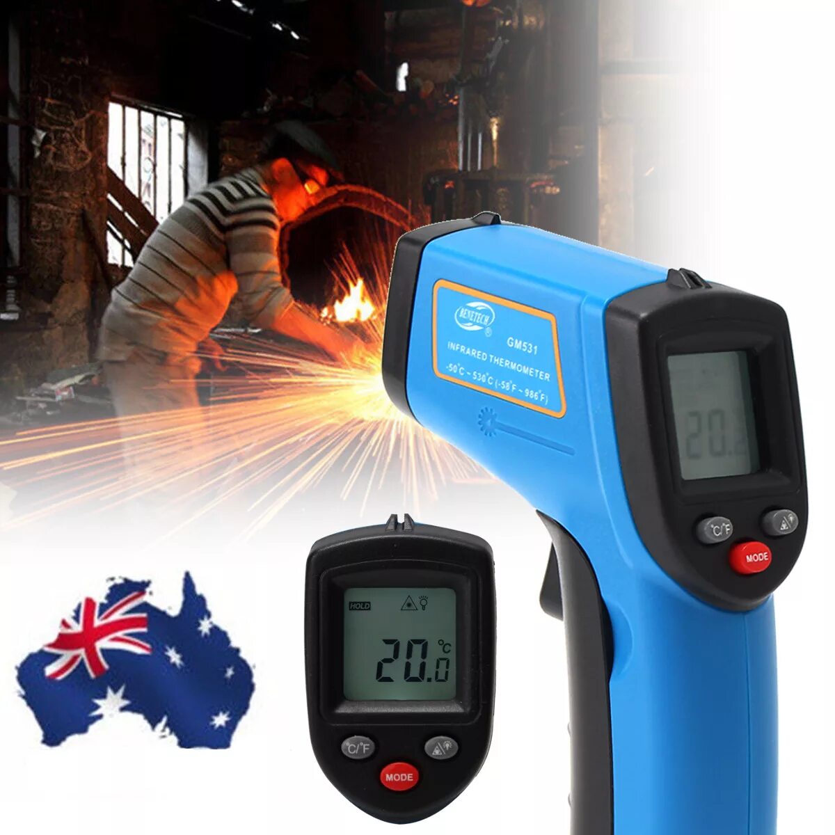 пирометр (инфракрасный бесконтактный термометр) benetech. пирометр мегеон 16801. цифровой инфракрасный термометр -50 - 400c (чёрный). измерение температуры инструмент. термометры разные.