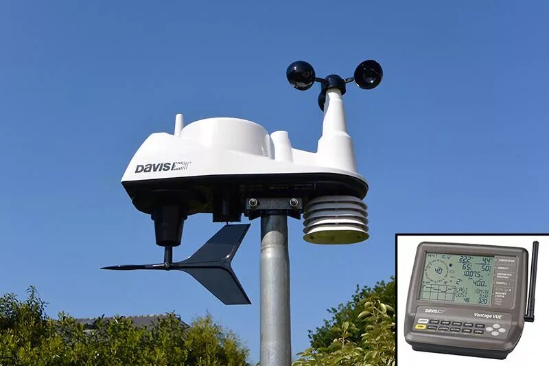 Какие приборы нужны для наблюдения. Метеостанция Davis Vantage vue. Vintage vue 6250 метостансия HS 9025804000. Метеорологическое оборудование. Анемометр стационарный.