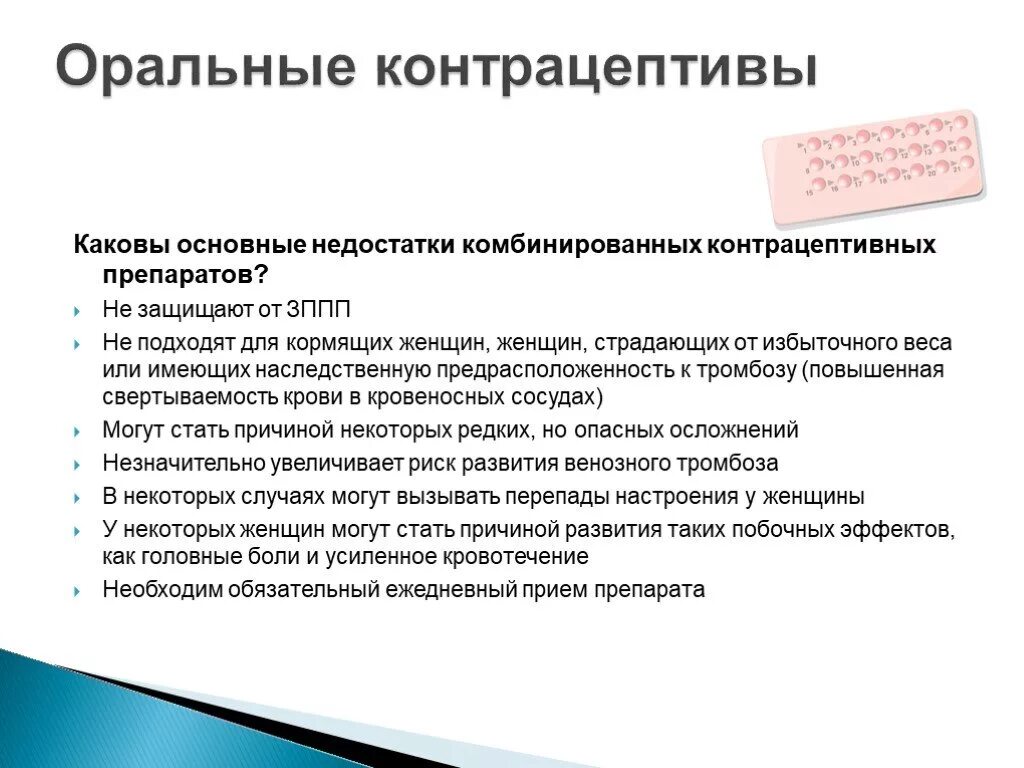 Когда нужно пить противозачаточные таблетки. Оральные методы контрацепции. Комбинированные оральные контрацептивы. Оральные гормональные контрацептивы. Недостатки оральных контрацептивов.